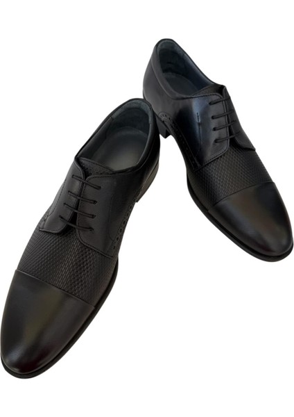 Erkek Bağcıklı Klasik Hakiki Deri Ayakkabı SİYAH