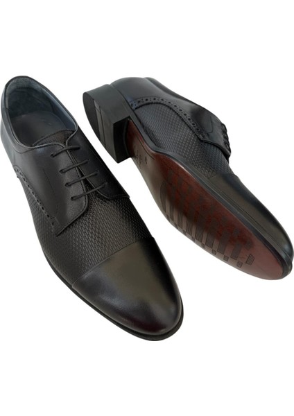 Erkek Bağcıklı Klasik Hakiki Deri Ayakkabı SİYAH