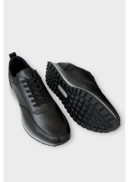 Erkek Hakiki Deri Bağcıklı Ayakkabı SİYAH