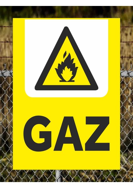 Gaz Uyarı Tabela Levhası 24X34 cm Polikarbon