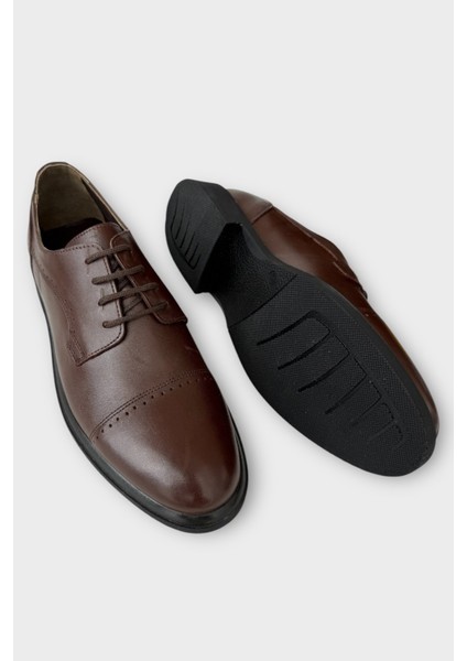 Erkek Hakiki Deri Bağcıklı Ayakkabı KAHVERENGİ fırsatları