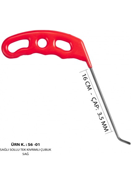 16 cm 3.5 mm Çap Sağlı Sollu Tek Kıvrımlı Sağ Boyasız Göçük Düzeltme Çubuğu, Pdr Çubuk - S6-01