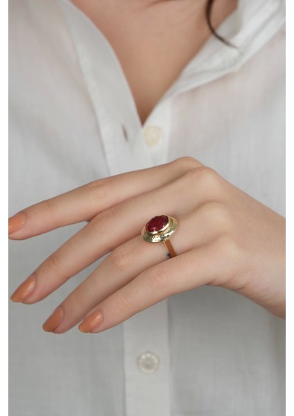 14 Ayar Altın Kırmızı Taşlı Yüzük 900 fiyatları