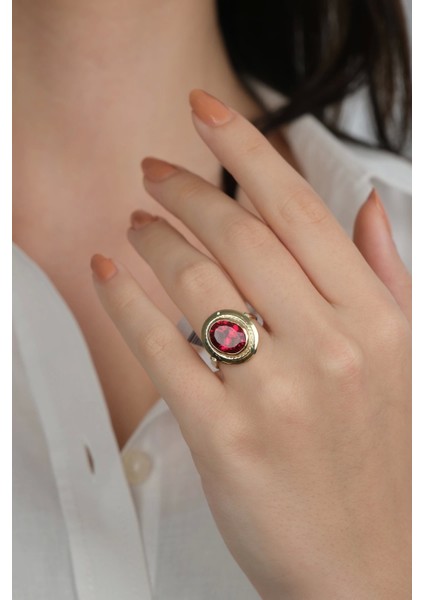 14 Ayar Altın Kırmızı Taşlı Yüzük 900 modelleri