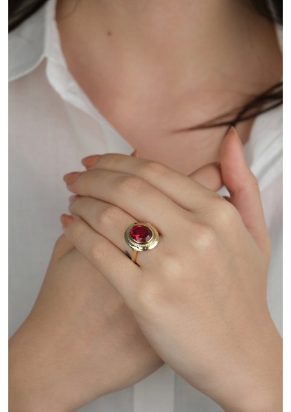 14 Ayar Altın Kırmızı Taşlı Yüzük 900 fırsatları