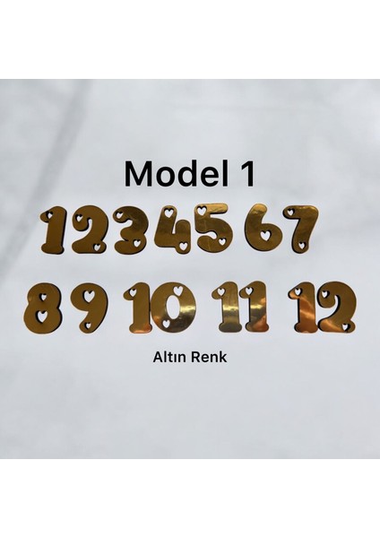  Ahşap Kontraplak, Lazer Kesim, Duvar Saati Rakam Seti (10 Renk Seçeneği) Yükseklik 3 cm - Kalpli Model