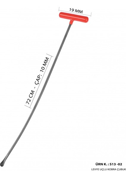 72 cm 10 mm Çap Levye Uçlu Kobra Boyasız Göçük Düzeltme Çubuk Seti, Pdr Çubuk - S13-02