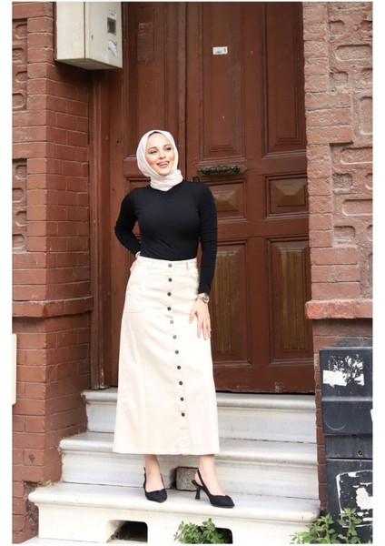 Boydan Düğmeli Gabardin Etek fiyatları