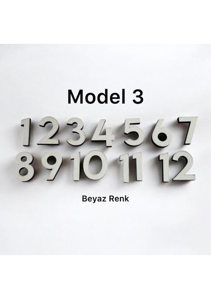 - Ahşap Kontraplak, Lazer Kesim, Duvar Saati Rakam Seti (13 Renk Seçeneği) Yükseklik 3 cm - Standart Model