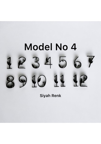  Ahşap Kontraplak Lazer Kesim Duvar Saati Rakam Seti (5 Renk Seçeneği) Yükseklik 3 cm - Yapraklı Model