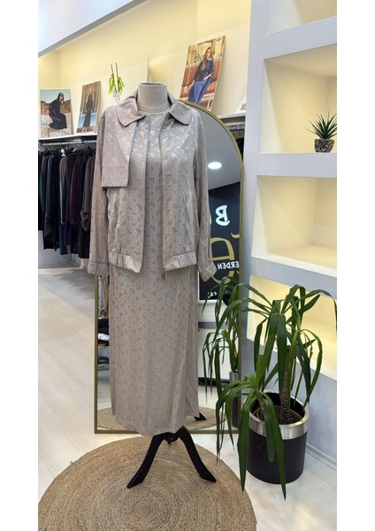 Elbise ve Ceketli Takım 1053 Bej modelleri