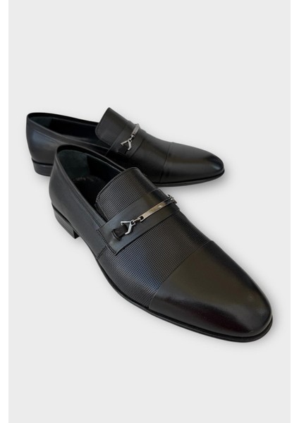 Erkek Tokalı Hakiki Deri Ayakkabı SİYAH