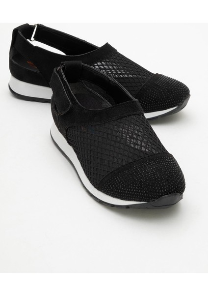 Kadın Triko Fileli Babet Siyah