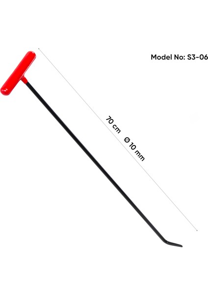 90 cm 12 mm Çap Tek Kıvrımlı Sivri Uç Boyasız Göçük Düzeltme Çubuğu - S2-04, Pdr Çubuk