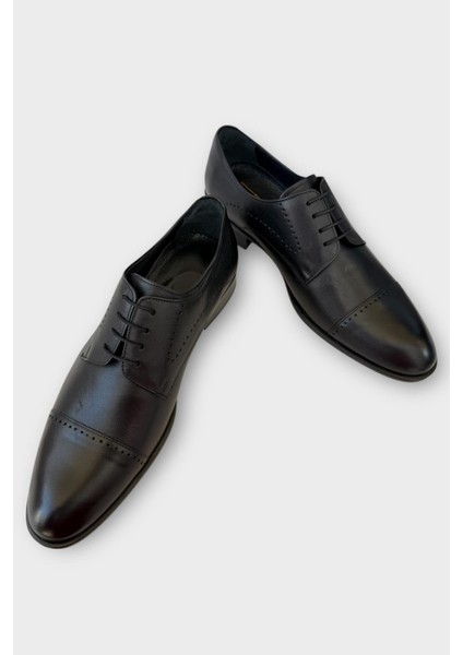 Erkek Bağcıklı Hakiki Deri Ayakkabı SİYAH