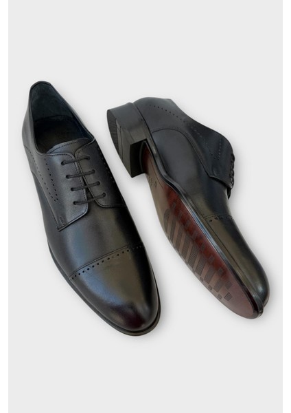 Erkek Bağcıklı Hakiki Deri Ayakkabı SİYAH