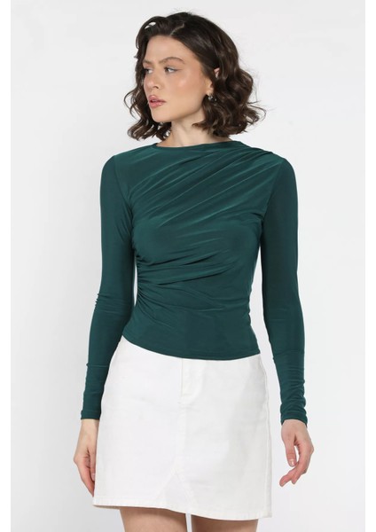 Kadın Bel ve Omuz Drapeli Bluz P-00016611 fiyatları