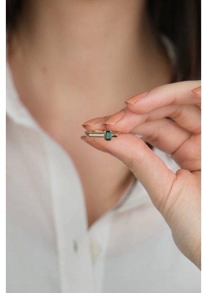 14 Ayar Ayar Yeşil Taşlı Tasarım Yüzük 901 indirimleri