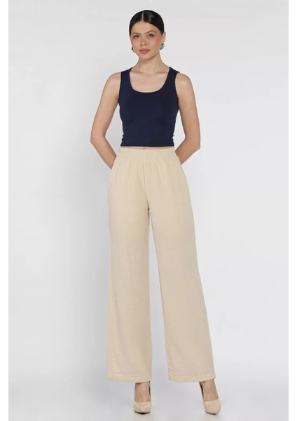 Kadın Bel Lastikli Bol Paça Pantolon P-00016612 fiyatları