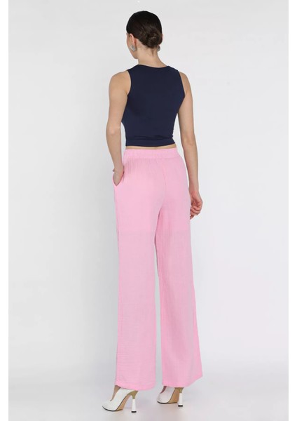 Kadın Bel Lastikli Bol Paça Pantolon P-00016612 modelleri