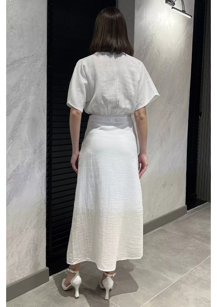 Kadın Nakışlı Taşlı Keten Bluz Etek Ikili Takım P-00016625 modelleri