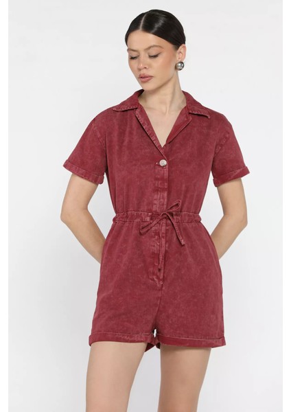 Kol Katlamalı Bel Bağcıklı Jean Kot Tulum P-00016627 fiyatları