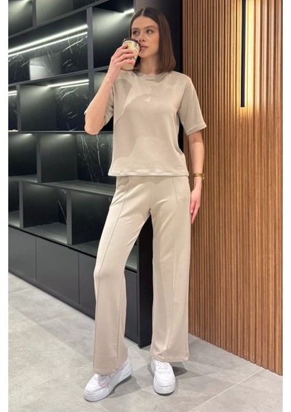 Kadın Nakışlı Çimalı Tişört Pantolon Ikili Takım P-00016847