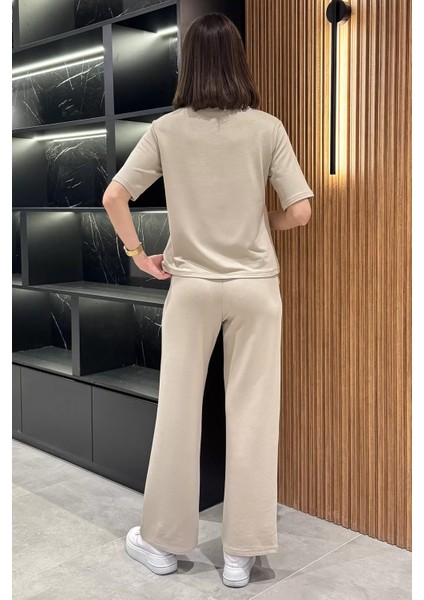 Kadın Nakışlı Çimalı Tişört Pantolon Ikili Takım P-00016847