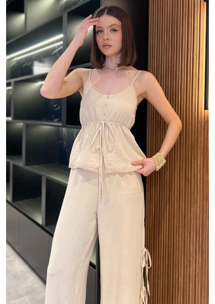Ip Askılı Bel Lastikli Bluz Pantolon Ikili Takım P-00016623 modelleri
