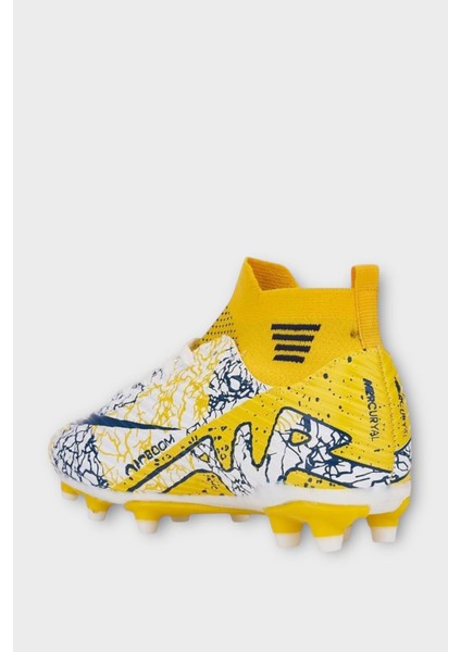 Çoraplı Bilekli Boğazlı Krampon Futbol Ayakkabısı Beyaz - Altın modelleri