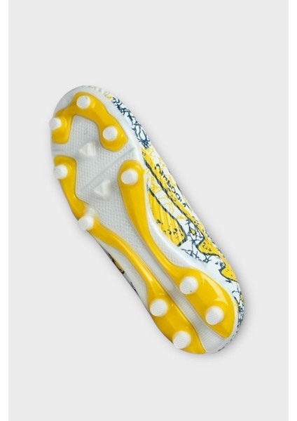 Çoraplı Bilekli Boğazlı Krampon Futbol Ayakkabısı Beyaz - Altın indirimleri