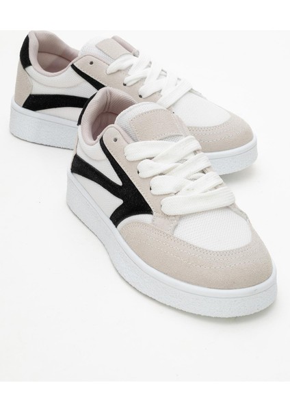 Kadın Anorak Spor Ayakkabı Beyaz Siyah