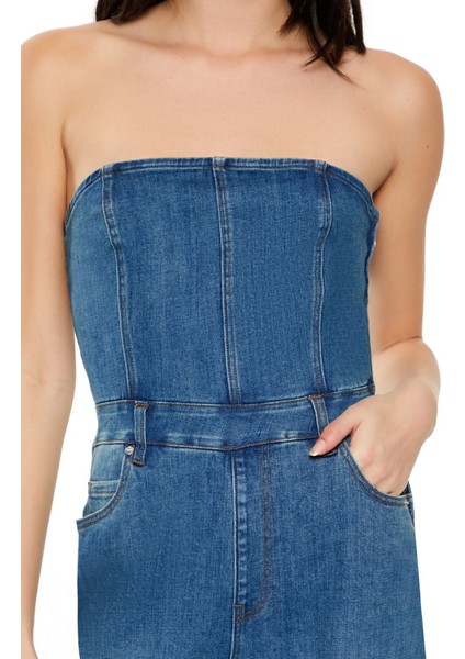 Denim Straight Leg Tulum modelleri