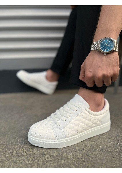 JY166 Prestige Bağcıklı Kapitone Desenli Erkek Günlük Sneaker - Taba modelleri