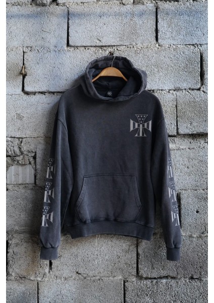 Rebel Saints Hoodie Siyah Kapşollu Oversize Sweatshirt