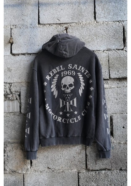 Rebel Saints Hoodie Siyah Kapşollu Oversize Sweatshirt fiyatları