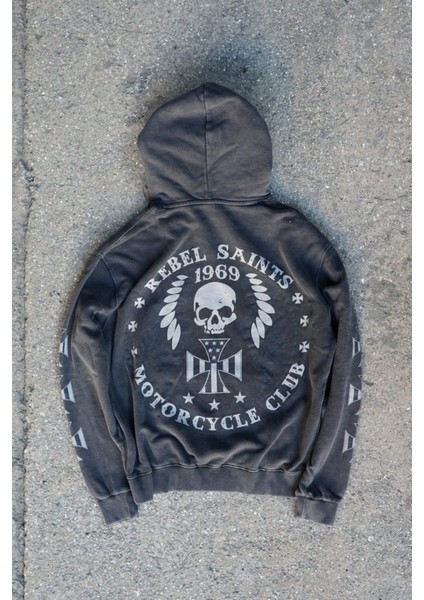Rebel Saints Hoodie Siyah Kapşollu Oversize Sweatshirt fırsatları