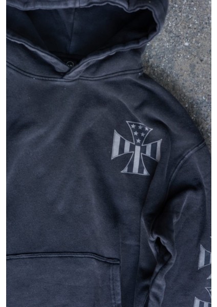 Rebel Saints Hoodie Siyah Kapşollu Oversize Sweatshirt indirimleri