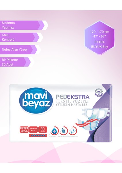 Ped Ekstra Bel Bantlı Hasta Bezi Ekstra Large Boy 30'lu