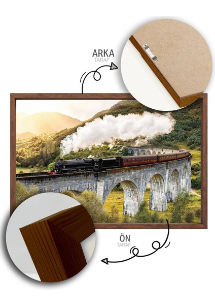Tek Parça Kahverengi Gerçek Ahşap Çerçeveli Tablo Seti - Model 6