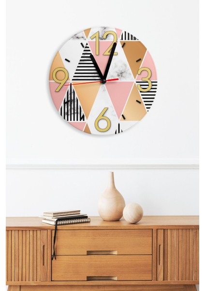 Dekoratif Ahşap Mdf 3D Efektli 5mm Duvar Saati - Model 24