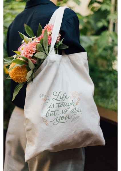 Ham Bez Çanta 35X40 cm - Life Is Tough But So You modelleri