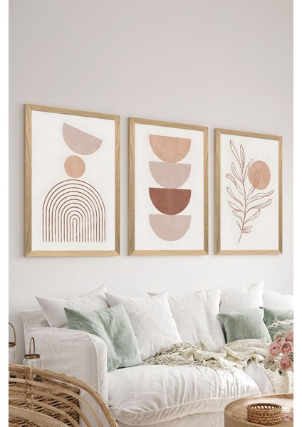3 Parça Ahşap Çerçeve Görünümlü Mdf Poster Tablo Seti - Set 44