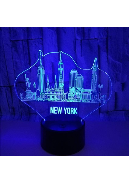 New York Binaları Çocuk Şekil 3D Gece Lambası, Uzaktan Kumanda ile Değişen 16 Renk, Çocuk Odası U, Şekil Manga Illusion LED Oyuncak Lamba Kız Erkek Çocuklar Noel Hediyeleri ( (Yurt Dışından)