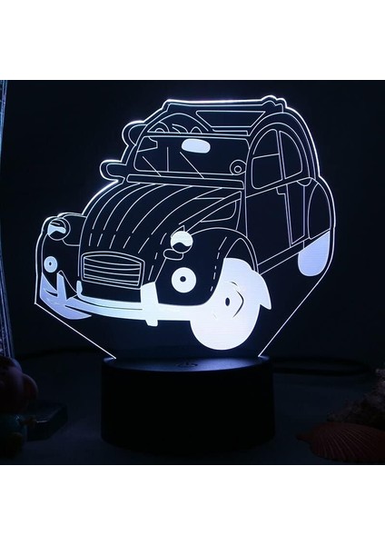 Bilim Kurgu Araba Figürü Çocuklar 3D Gece Lambası, Uzaktan Kumanda ile Değişen 16 Renk, Çocuk Odası U, Şekil Manga Illusion LED Oyuncak Lamba Kız Erkek Çocuklar Noel Hediyele (Yurt Dışından)