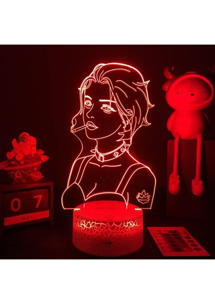 Anime Nana Figürü 3D Çocuk Gece Işığı, Uzaktan Kumandayla Değişen 16 Renk, Çocuk Odası U, Figür Manga Illusion LED Oyuncak Lamba Kız Erkek Çocuklar Yılbaşı Hediyeleri (Nn) (Yurt Dışından)