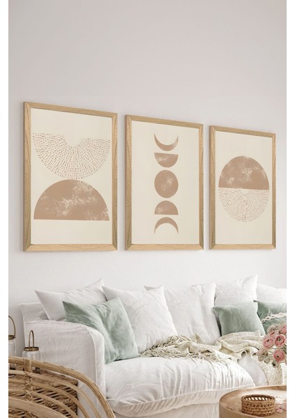 3 Parça Ahşap Çerçeve Görünümlü Mdf Poster Tablo Seti - Set 4