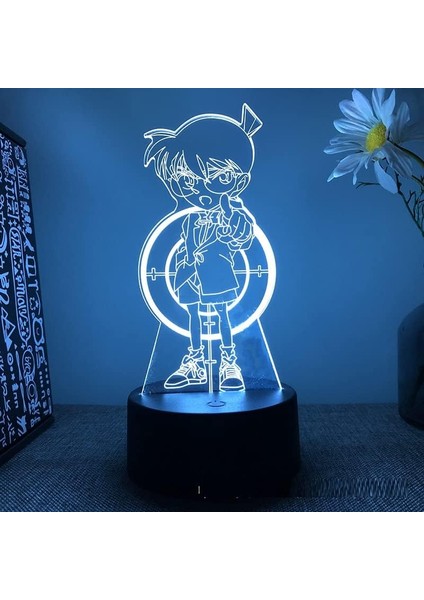 Anime Dedektif Conan Şekil 3D Çocuklar Gece Lambası, Uzaktan Kumanda ile Değişen 16 Renk, Çocuk Odası U, Şekil Manga Illusion LED Oyuncak Lamba Kız Erkek Çocuklar Noel Hediye (Yurt Dışından)