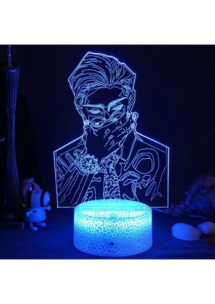 Jujutsu Kaisen 3D Gece Lambası-Optik Illüzyon LED Işıkları Uzaktan Kumanda ile 16 Renk Değişimi, Çocuklar Satoru Gojo Anime Figürü Oyuncak Lambası Noel Hediyesi (Çatlak, 946) (Yurt Dışından)