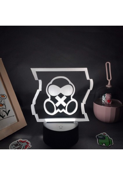 Çocuklar Gaz Maskesi Şekil 3D Gece Lambası, Uzaktan Kumanda ile Değişen 16 Renk, Çocuk Odası U, Şekil Manga Illusion LED Oyuncak Lamba Kız Erkek Çocuklar Noel Hediyeleri (Siy (Yurt Dışından)
